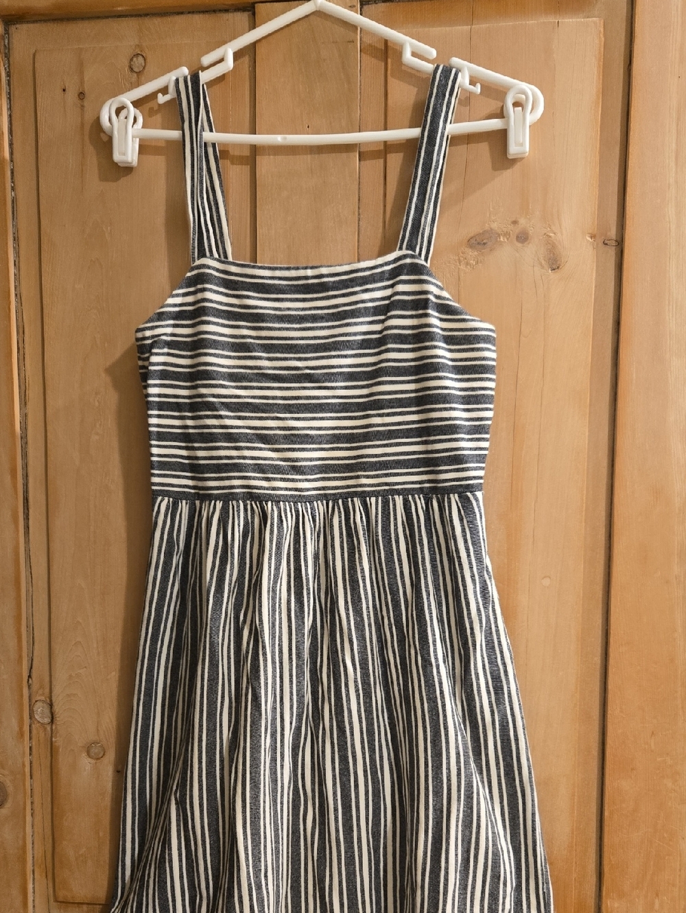 Striped Sleeveless Sundress in Gray and White